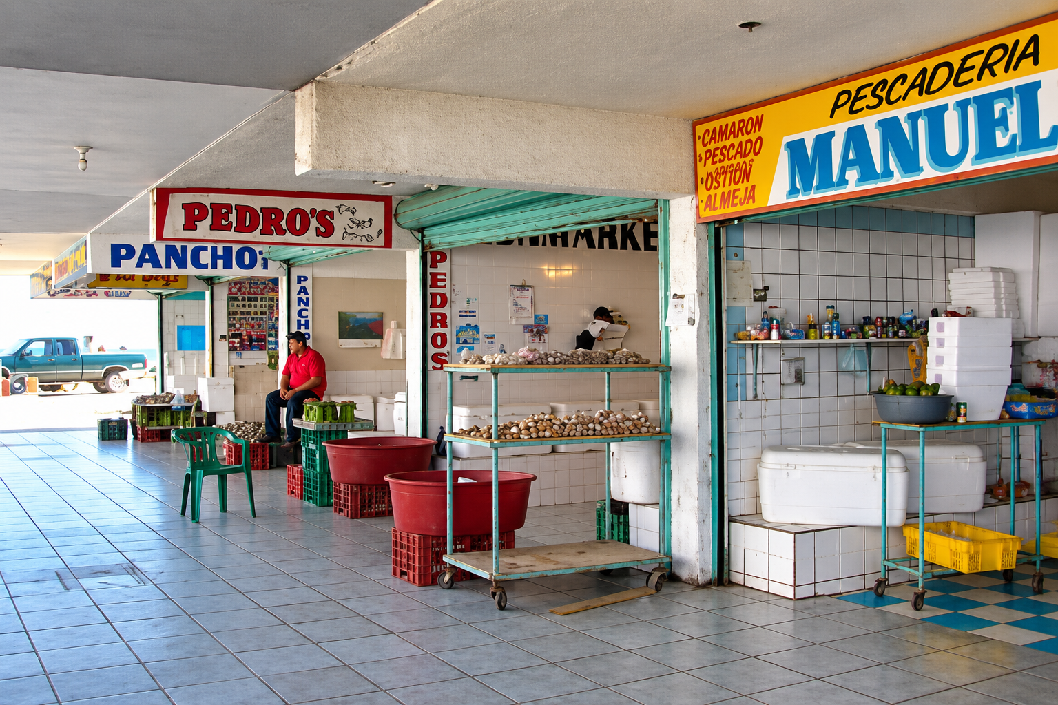 Mariscos frescos y restaurantes cerca del Malecón de Puerto Peñasco